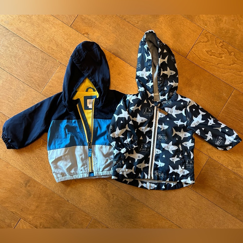 Two windbreakers jackets size 3-6 months